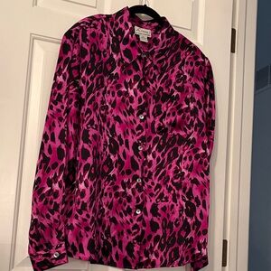 Linea by Louis Dell'Olio Fuchsia and Black Silk Shirt